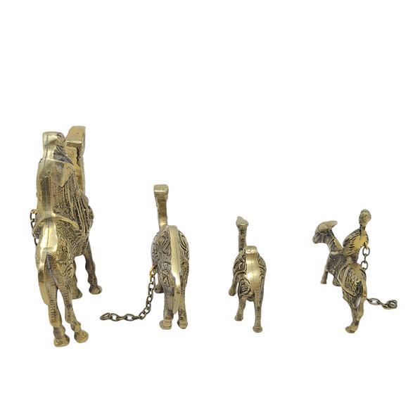 Vintage Brass Camels Donkey Tabletop Trinkets Desert Decorative Figures - Picture 7 of 7